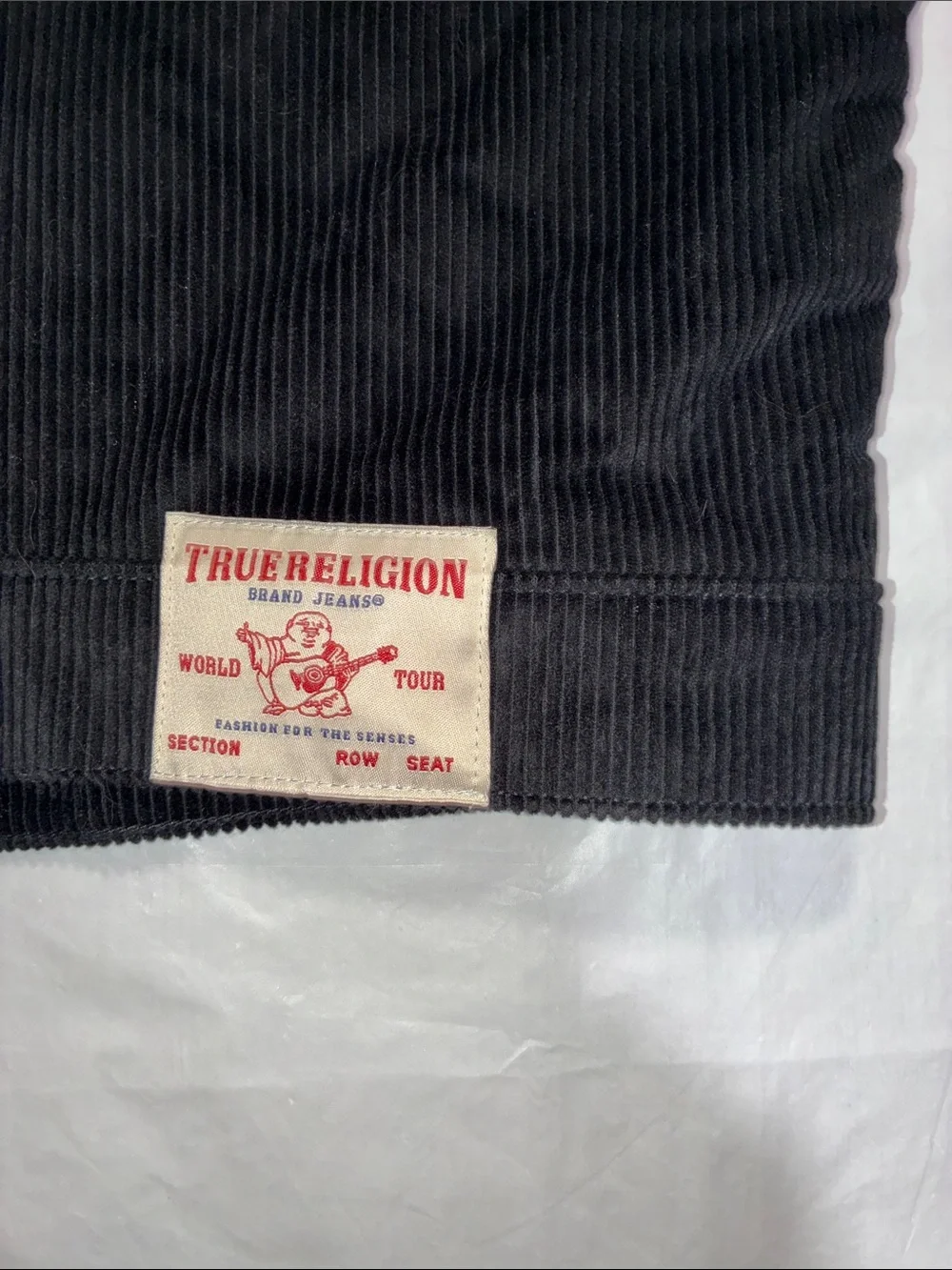True Religion Black Hooded Corduroy Zip-Up Jacket